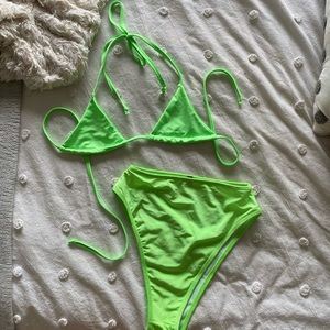 NWOT pretty little thing neon green bikini